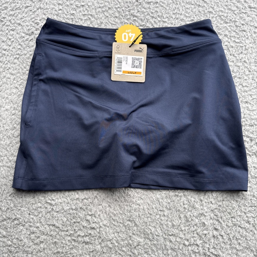 Puma Golf Skort Skirt Girls Small Knit Marine Navy UPF 40 Tennis Pickleball